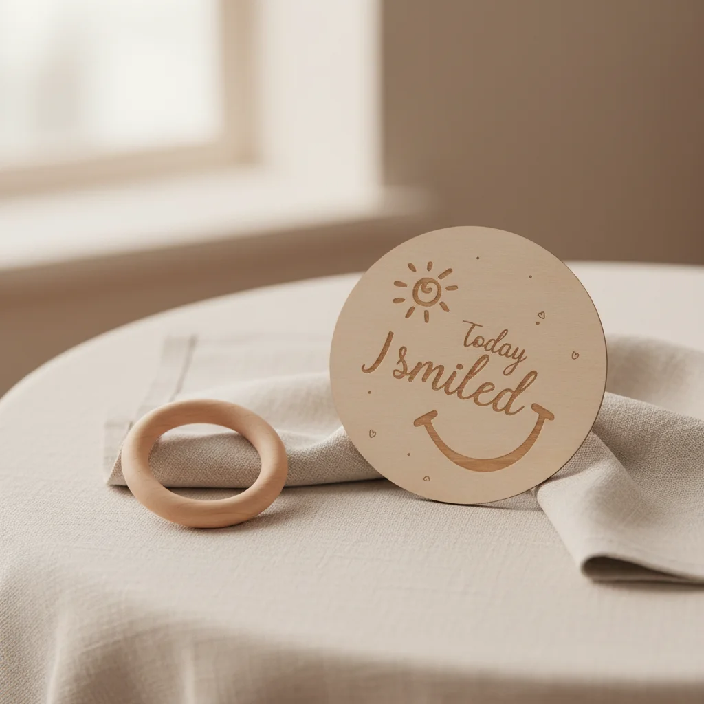 20pcs Today I Smialed Wooden Gender Neutral Milestone Cards Newborn Announcement Sign