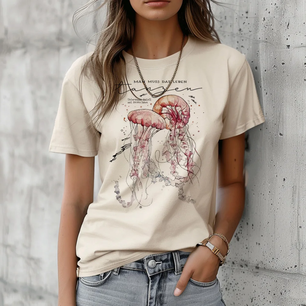 Jellyfish tshirt women manga funny top female designer anime y2k clothing