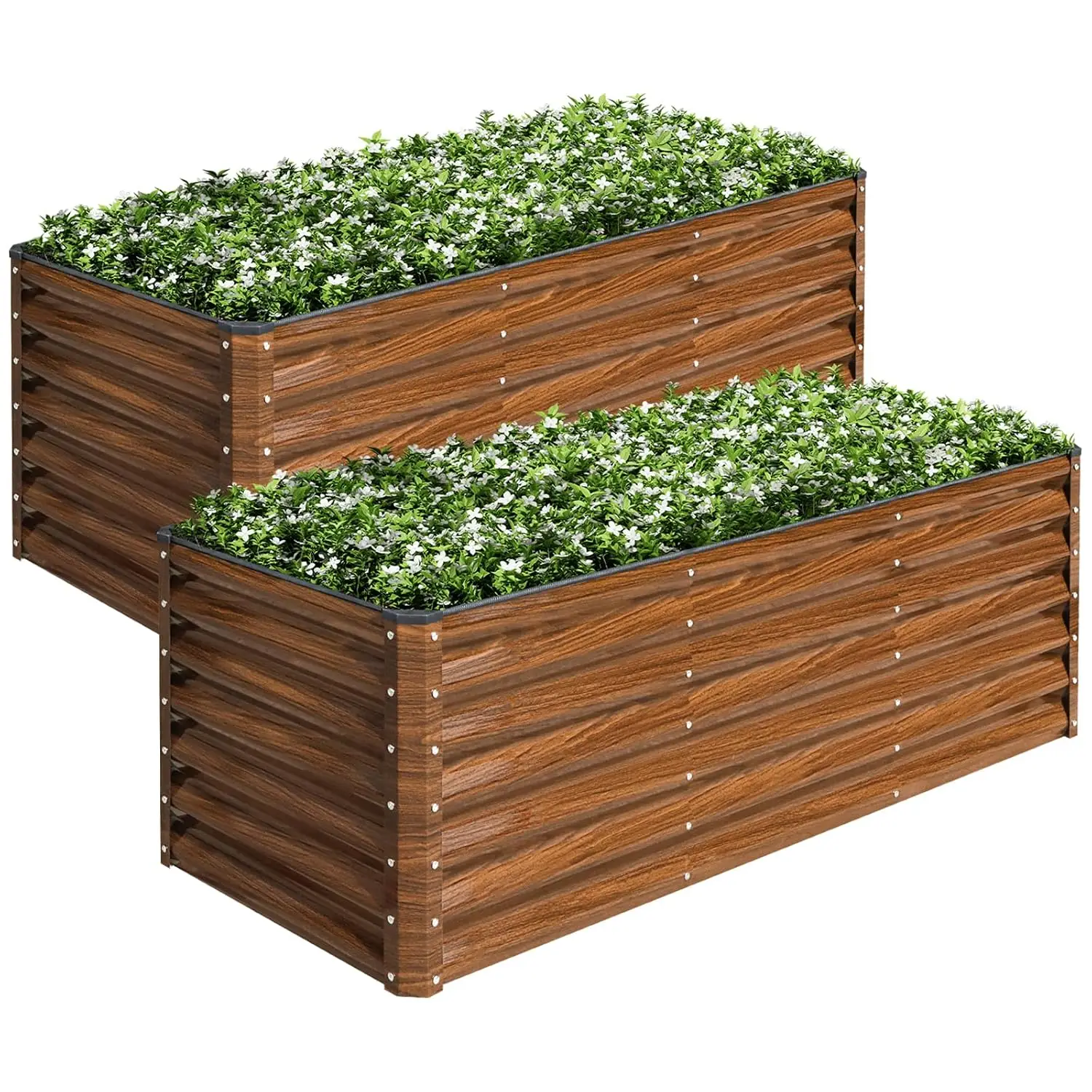 2-Pack 6x2x2FT Galvanized Raised Garden Bed Kit, Metal Planter Box for Planting Plants Vegetables, Brown, Customized