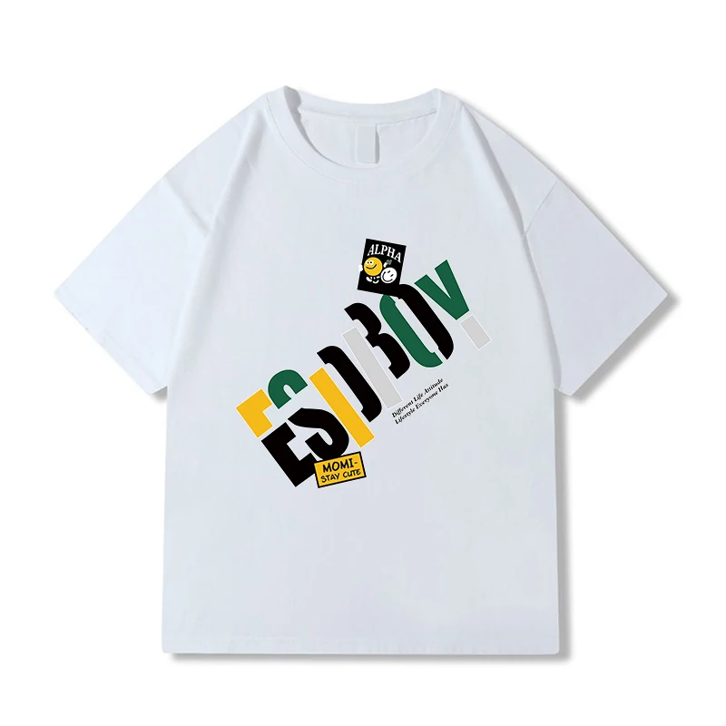 Summer Korean Fashion Short Sleeve Tops Tees Men 2024 New Men's T Shirt Casual Harajuku Men Clothing Print Graphics T Shirts Men