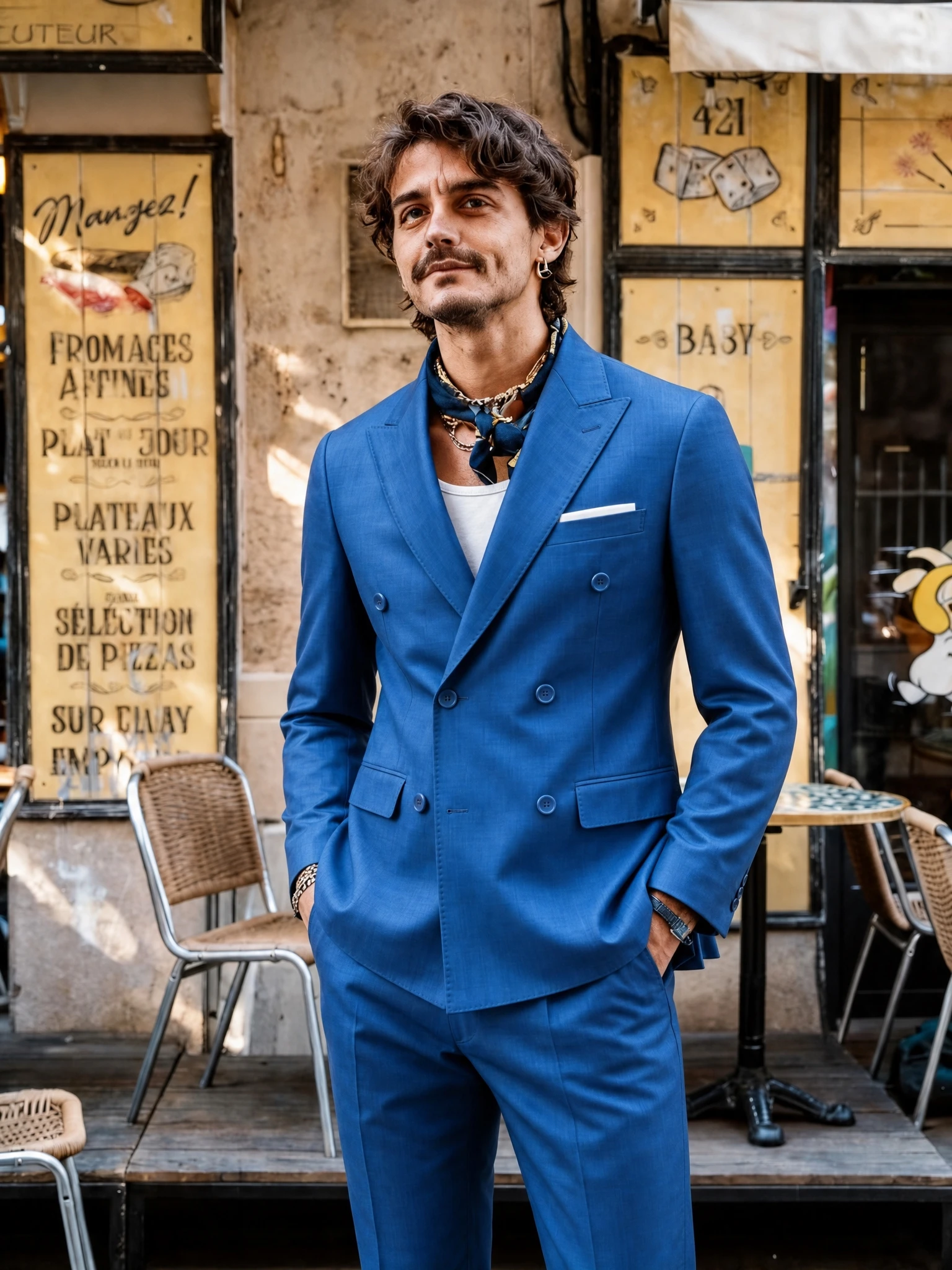 

Classic Double Breasted Peak Lapel 2 Piece Suit Solid Color Slim Blazer Pants All Match Gentleman Daily Formal Costume