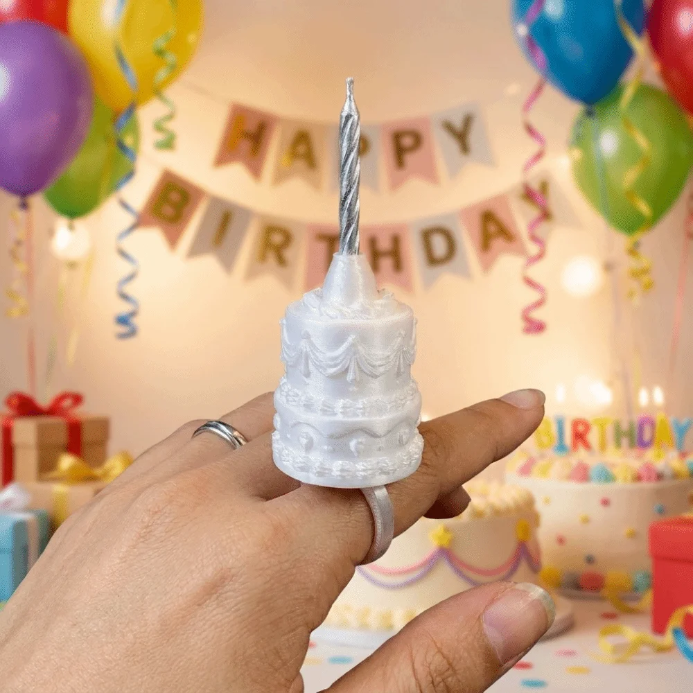 3D Cake Ring Candle Holder Silk Finish European Style Mini Cake Candle Ring Cute without Candle Birthday Cake Ring Photo Prop