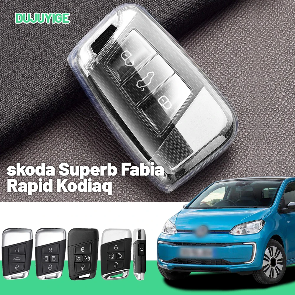 Clear TPU Car Key Case For skoda Superb Fabia Rapid Kodiaq Key Fob Cover Protector Shell Auto Accessories