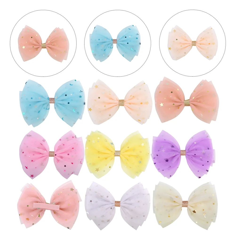 

12 Pcs Children's Sequin Hair Clip Bow Girl Toppers Clips for Girls Baby Accessories Toddler Cute Hairpin Bows