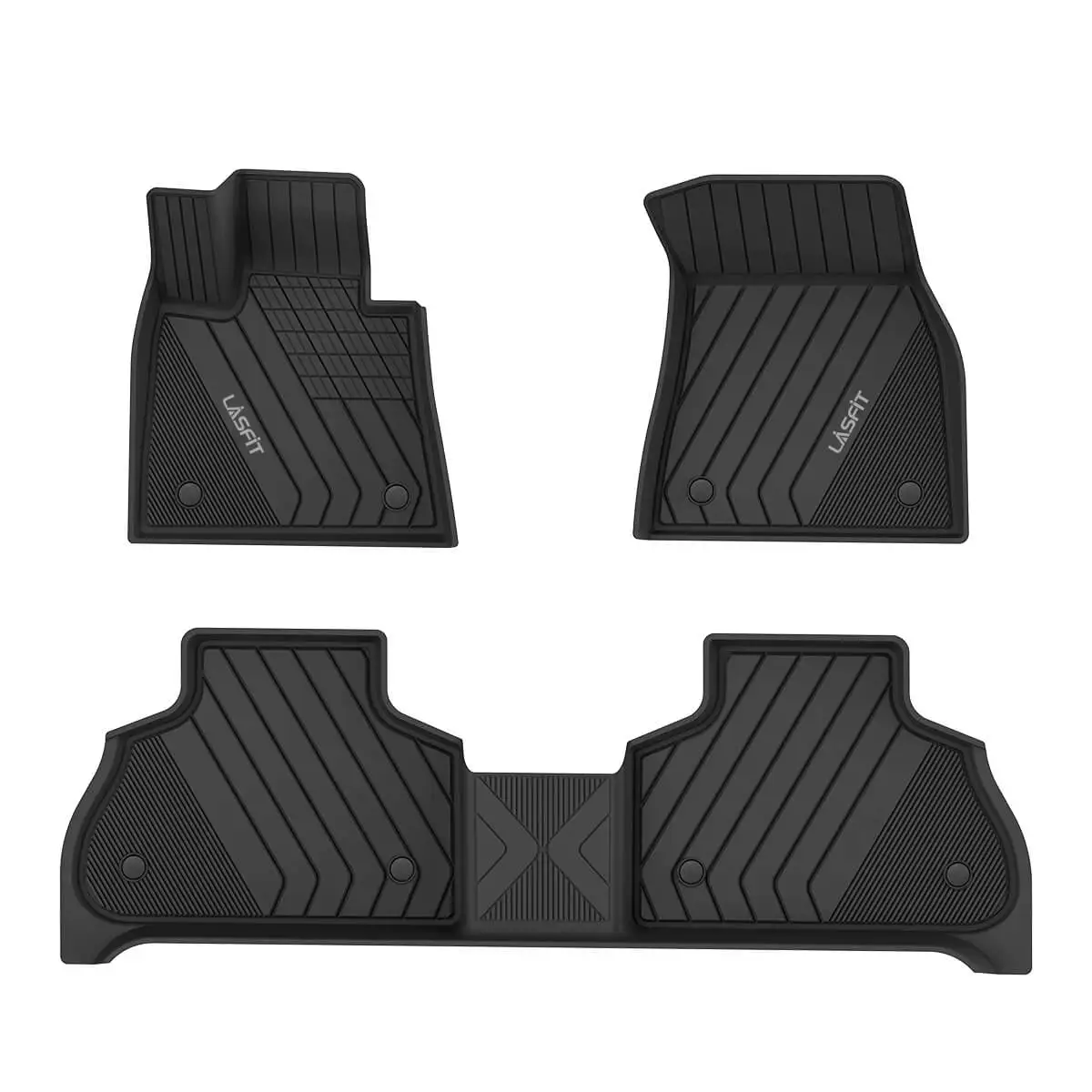 LASFIT Floor Mats Fit For BMW X5 2019-2025 ( Not Fit For 7-Passenger) Front and Rear Row TPE Material Custom Black Car Liners