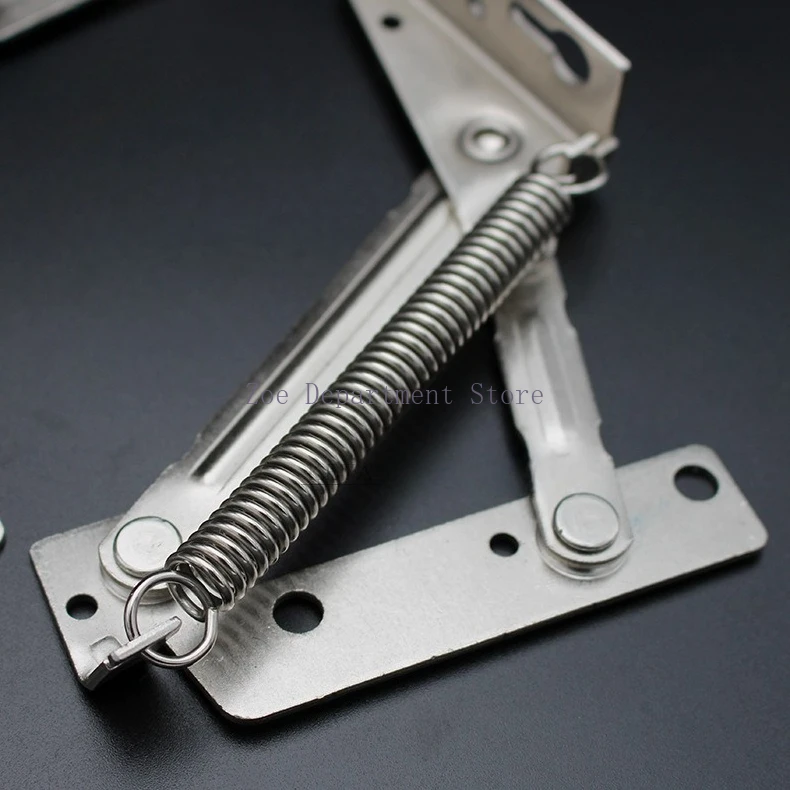 1 Pair Triangular Spring Hinge for Sofa Cabinet Bed Lift-Up Flap Support Adjustable Opening Storage with Support