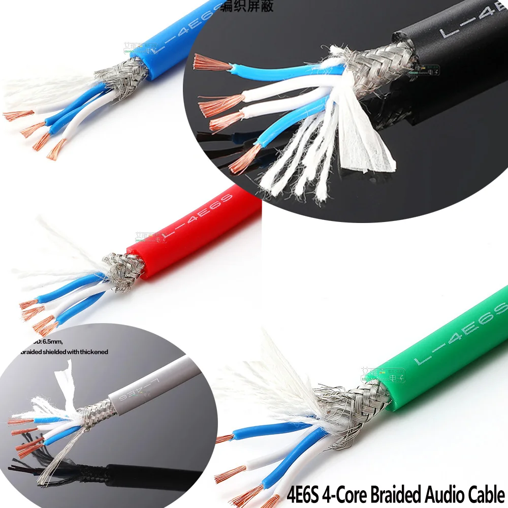 4E6S 4-Core Braided Audio Cable Microphone Cable XLR Male to Female Balanced Cable Noise Reduction Stage Recording Studio Cable