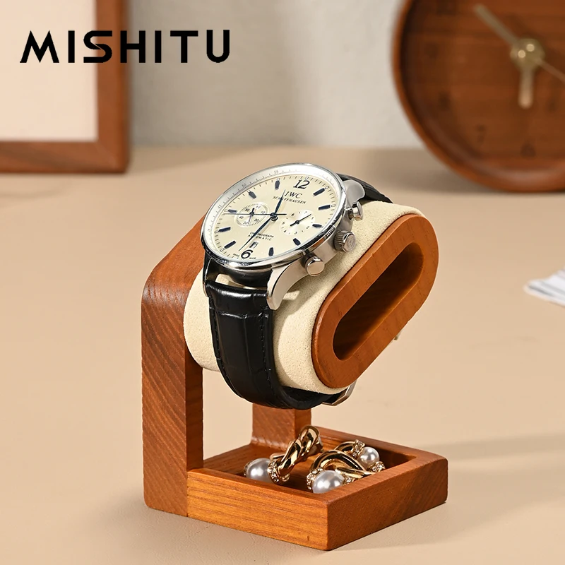 MISHITU Wooden Watch Holder Jewelry Organizer Watch Display Stand For Bracelet Ring Earring Watch Display Solid Wood Watch Stand