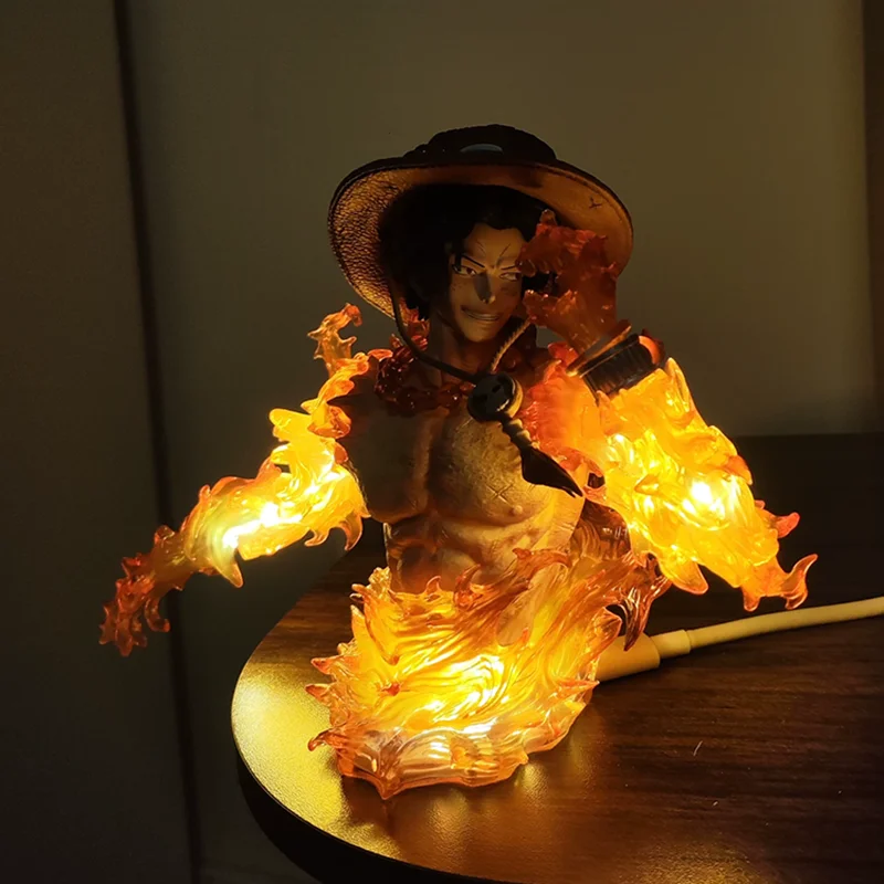 

New One Piece Portgas D. Ace Half-body Model 13cm Light-up Desktop Ornament Anime Merchandise Collectible Figure In Stock