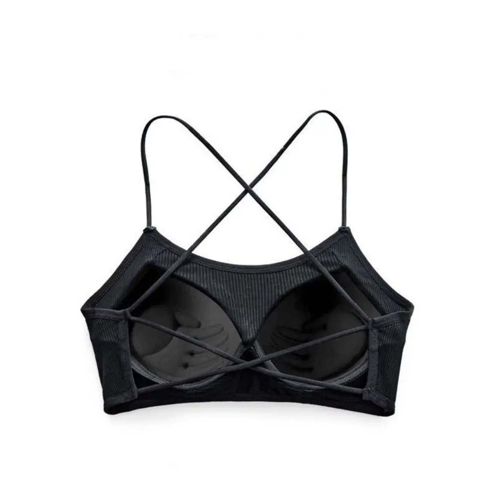 Comfortable Cross Back Cross Strap Sports Bra Thin Push Up Breathable Camisole Shock Resistant Yoga Crop Top Running Exercise