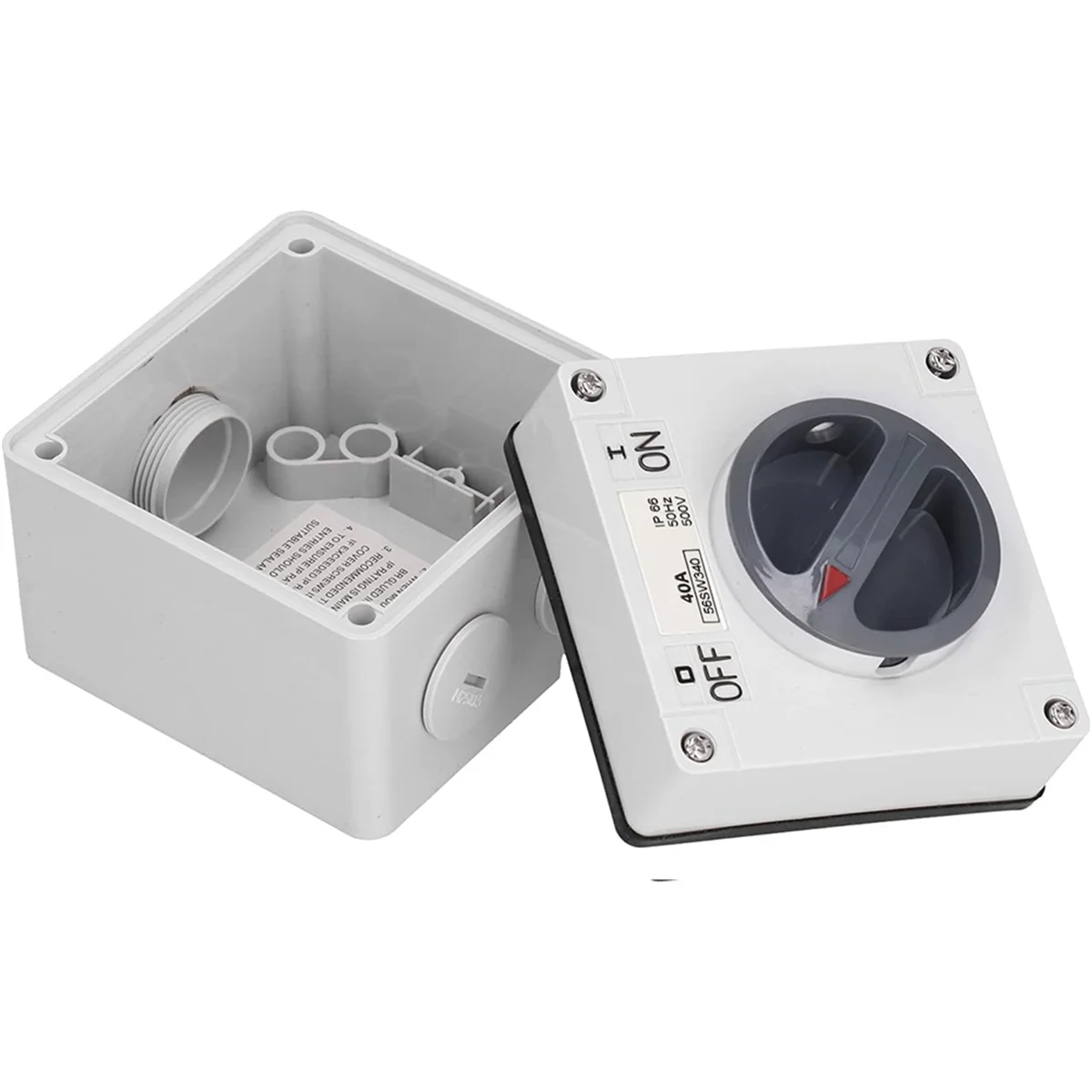 B53CC Waterproof Switch Outdoor Power Isolator on-Off Switch Dustproof Rotary Control Switch Socket with Accessories(3P40A)