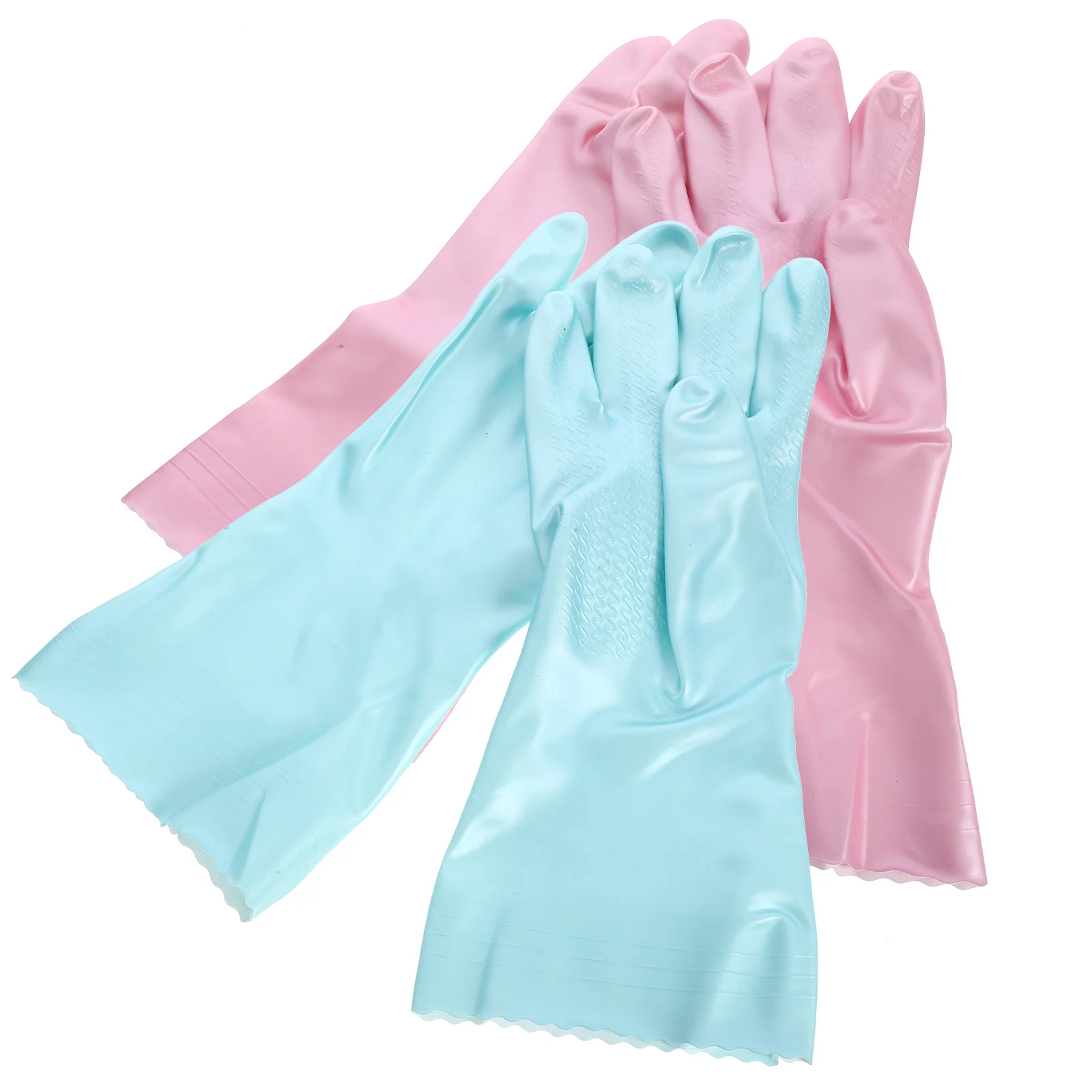 2 Pairs Large Rubber Gloves Cleaning 3000X1370X020CM Flocking Hand for Washing Dishes Reusable