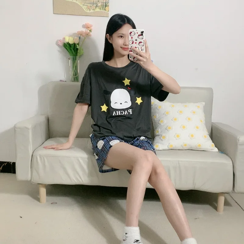 جديد باشا الكلب منامة الكرتون لطيف سانريو الصيف قصيرة الأكمام السراويل منامة مجموعة مريحة وفضفاضة المنزل يمكن ارتداؤها في الخارج #3