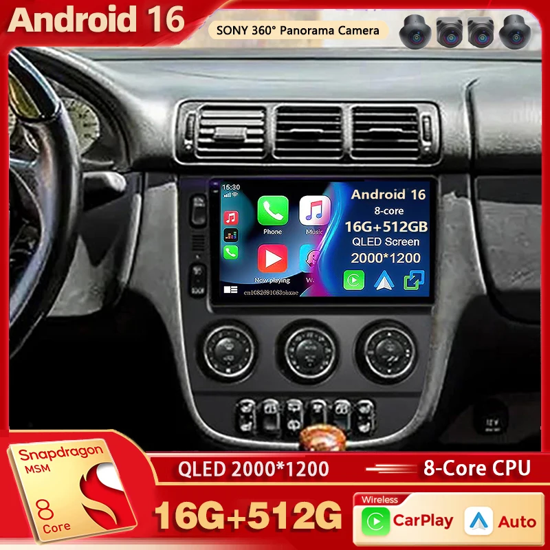 Android 16 For Benz M-Class W163 ML320 2003- 2005 2K QLED Android Car Radio Multimedia Video Player GPS stereo CarPlay Head Unit