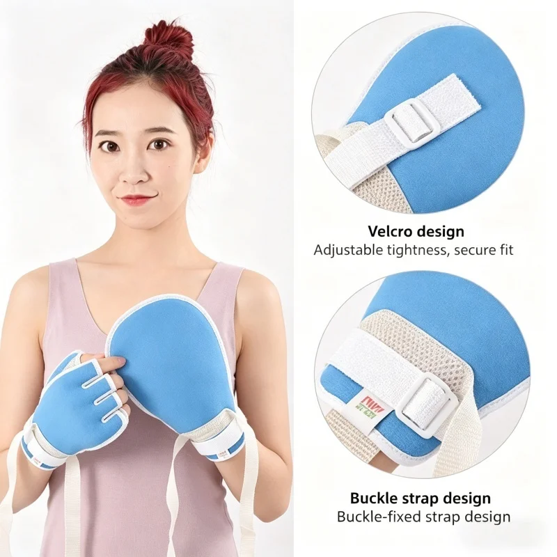 

5PCS Skin-Friendly Restraint Gloves with Strong Velcro Strap for Clinical Nursing Home Health Care Use