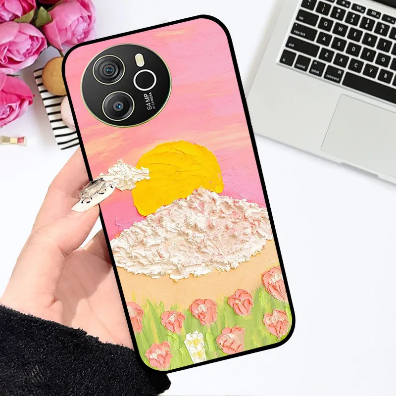 For Blackview Shark 8 4G Case Flower Painted Soft Silicone Phone Case For Blackview Shark8 Protect Shockproof Cartoon Cover