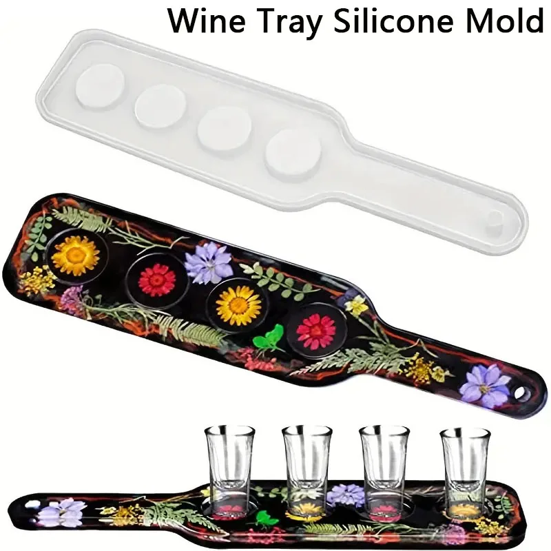 1pc Wine Tray Silicone Mold Crystal Epoxy Resin Casting Silicone Mold DIY Accessories Birthday Party Bar Supplies Home Decor