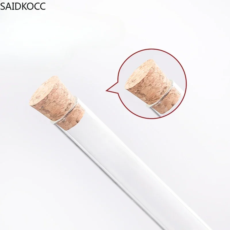 SAIDKOCC 10pcs Top Diameter Wood Cork Lab Test Tube Plug Essential Oil Pudding Small Glass Bottle Stopper Lid Customized