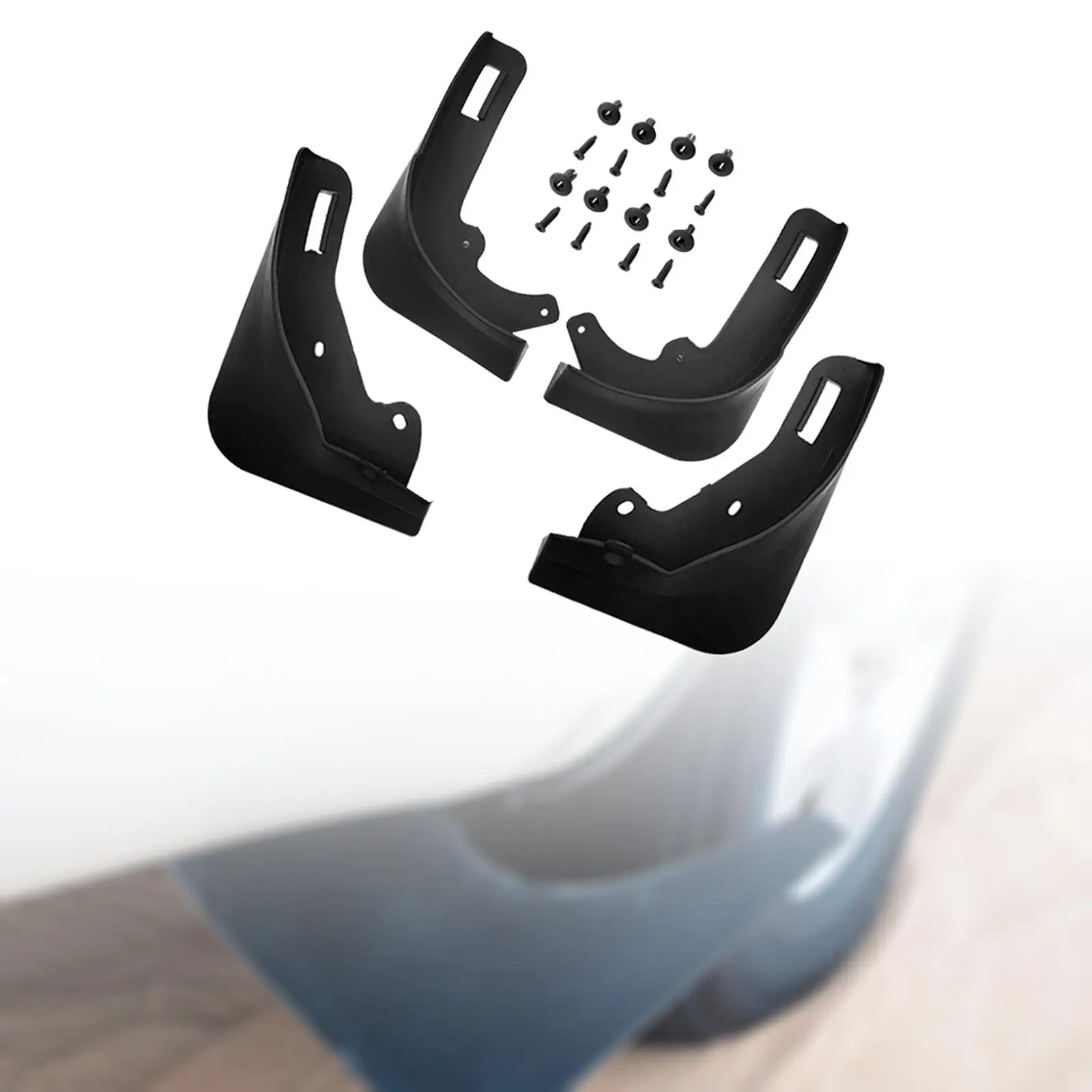 

4x Sturdy Mudflaps Fender with Mounting Hardware Protection Black Automotive Mudguards for Model Y Accessories Parts