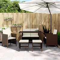 VidaXL 6-tlg. Brown Poly Rattan garden dining group with cushions