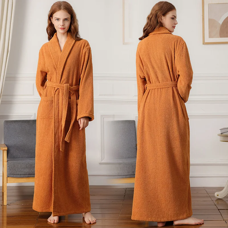 Super Long Toweling Terry Robe 100% CottonLovers Soft Bath Robe Men And Women Nightrobe Sleepwear Male Casual Home Bathrobe