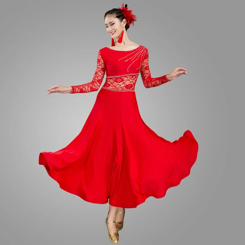 Vestido Flamenco Padrão, Vestidos De Baile De Valsa, Tango Trajes De Dança Moderna, Vestido Social, Vermelho, Preto, Vermelho, Azul