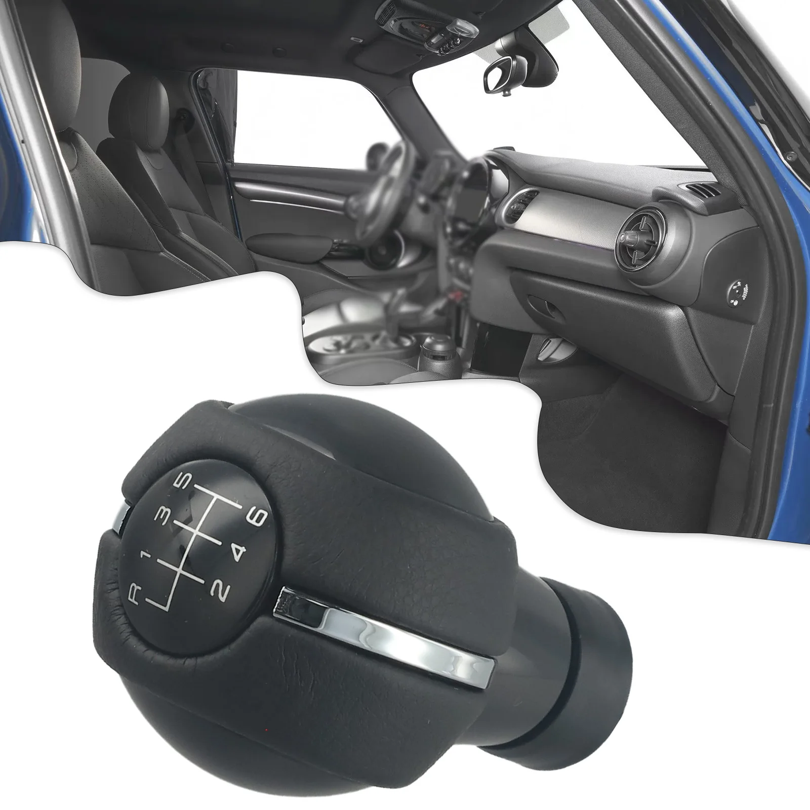 Black Manual Gear Knob Comfortable Driving Easy Installation Ergonomic Design High Quality Plastic PU Leather Precise Shifting