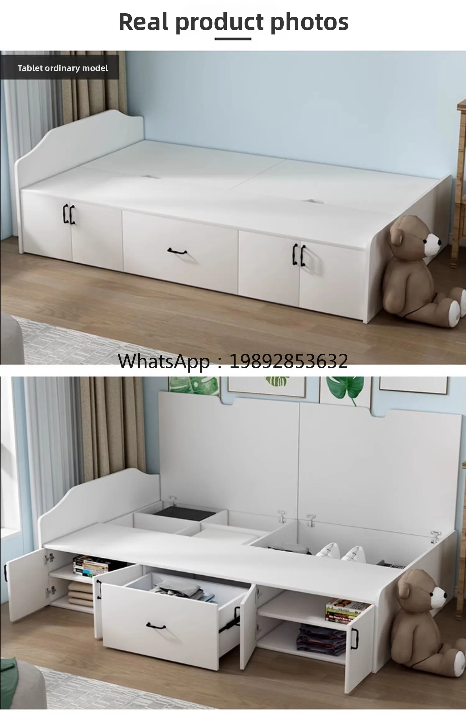 YFY High Box Storage with Drawers 1m Single Bed Small Apartment Panel Bed Pneumatic Flip Bed