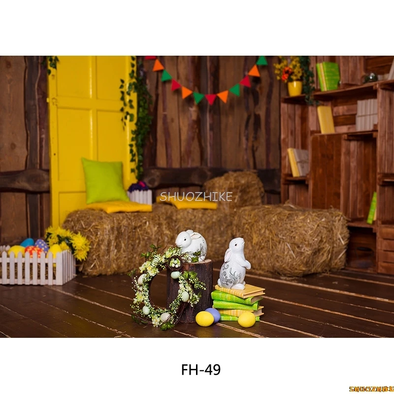 ผ้าบางวันอีสเตอร์การถ่ายภาพฉากหลังดอกทิวลิป YARD Decor Village Terrace ฤดูใบไม้ผลิตกแต่งเด็ก Photo Studio Props YXX-3