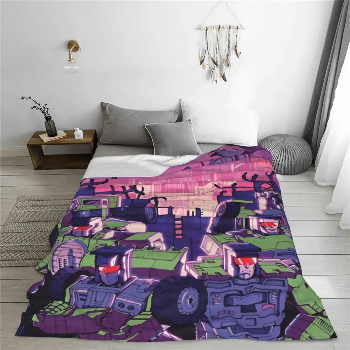 Cartoon Transformers Autobots Blanket Fleece Print Robot Car Anime Movie Breathable Soft Throw Blanket for Bed Travel Rug Piece