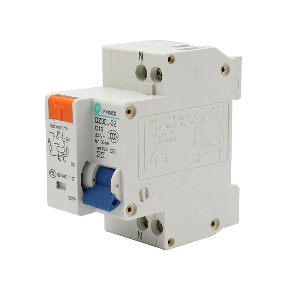 DZ30L DZ40LE EPNL DPNL 230V 1P+N Residual Current Circuit Breaker With Over And Short Current Leakage Protection RCBO MCB 6-63A