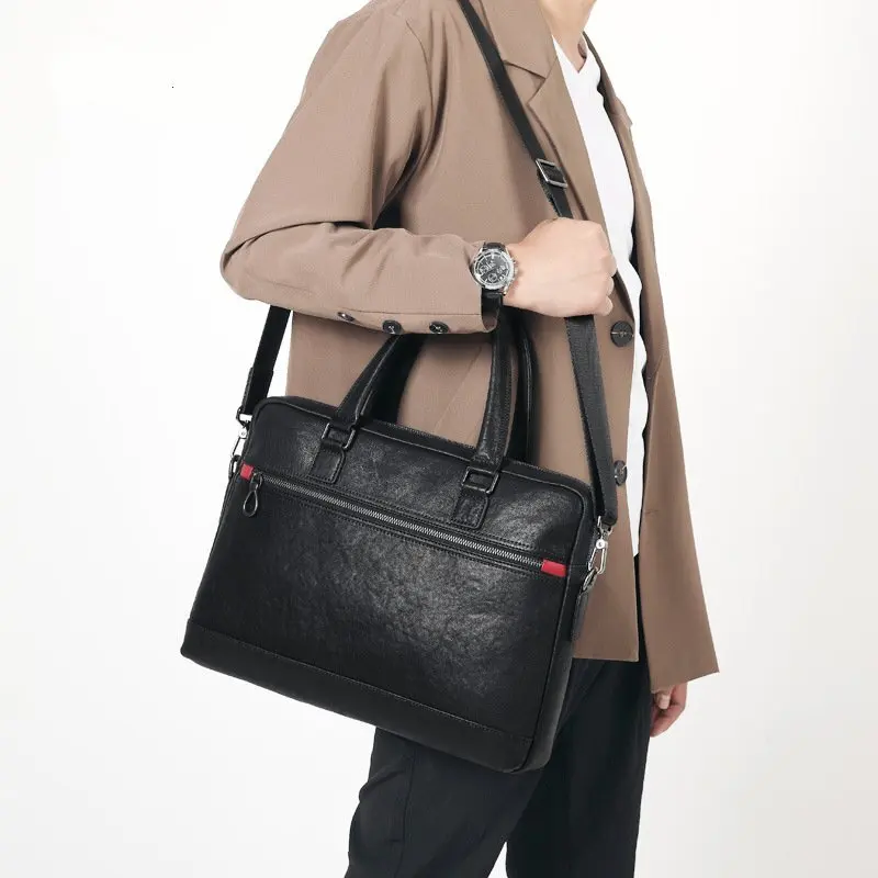 حقيبة أعمال عصرية كاجوال عصرية راقية من الجلد الطبيعي للرجال حقيبة يد من جلد البقر بطبقة علوية #4