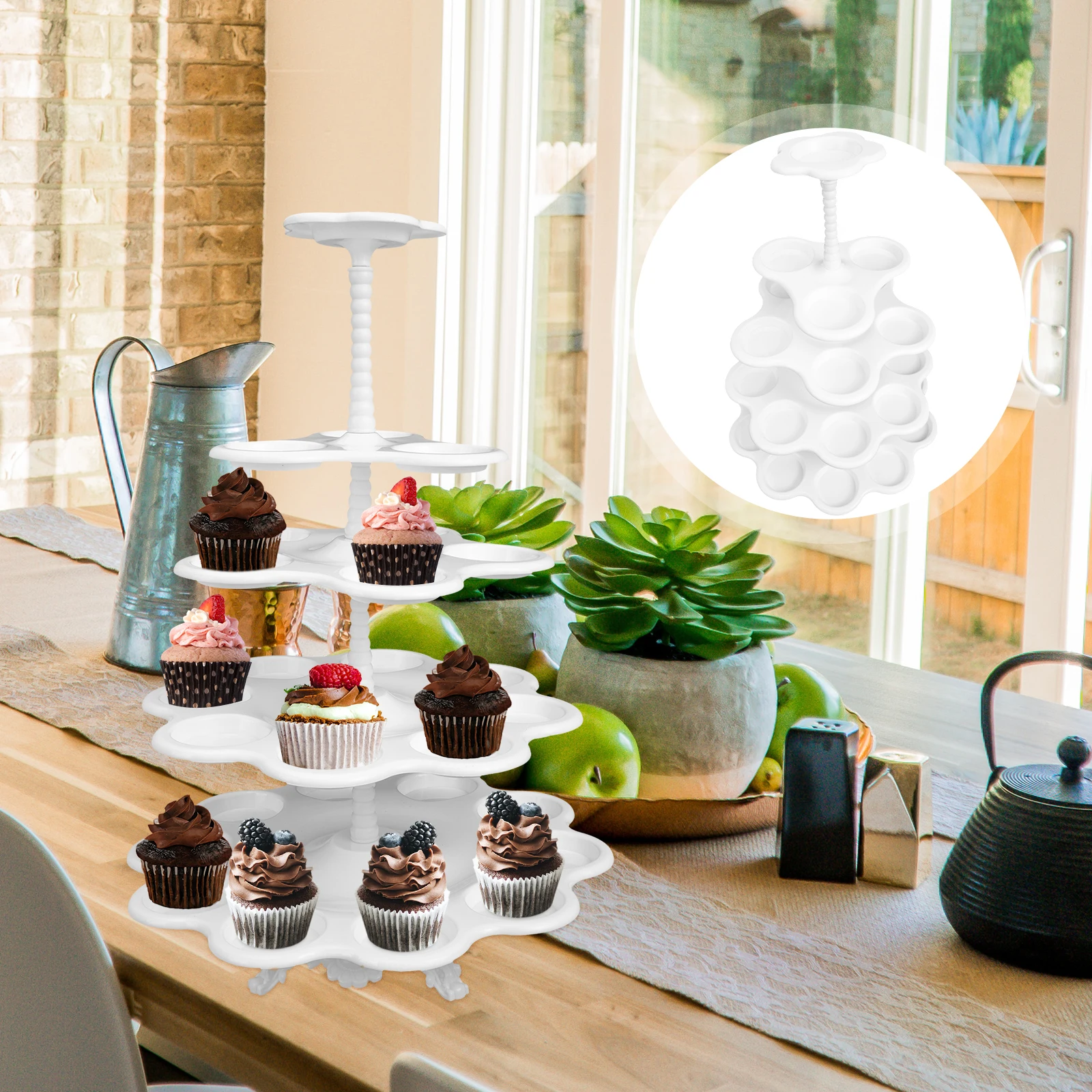 

5 Tier Plastic Dessert Stand Cupcake Display Table Centerpieces Party Wedding Decor Multi-Tier Cupcake Tower Biscuit Muffin