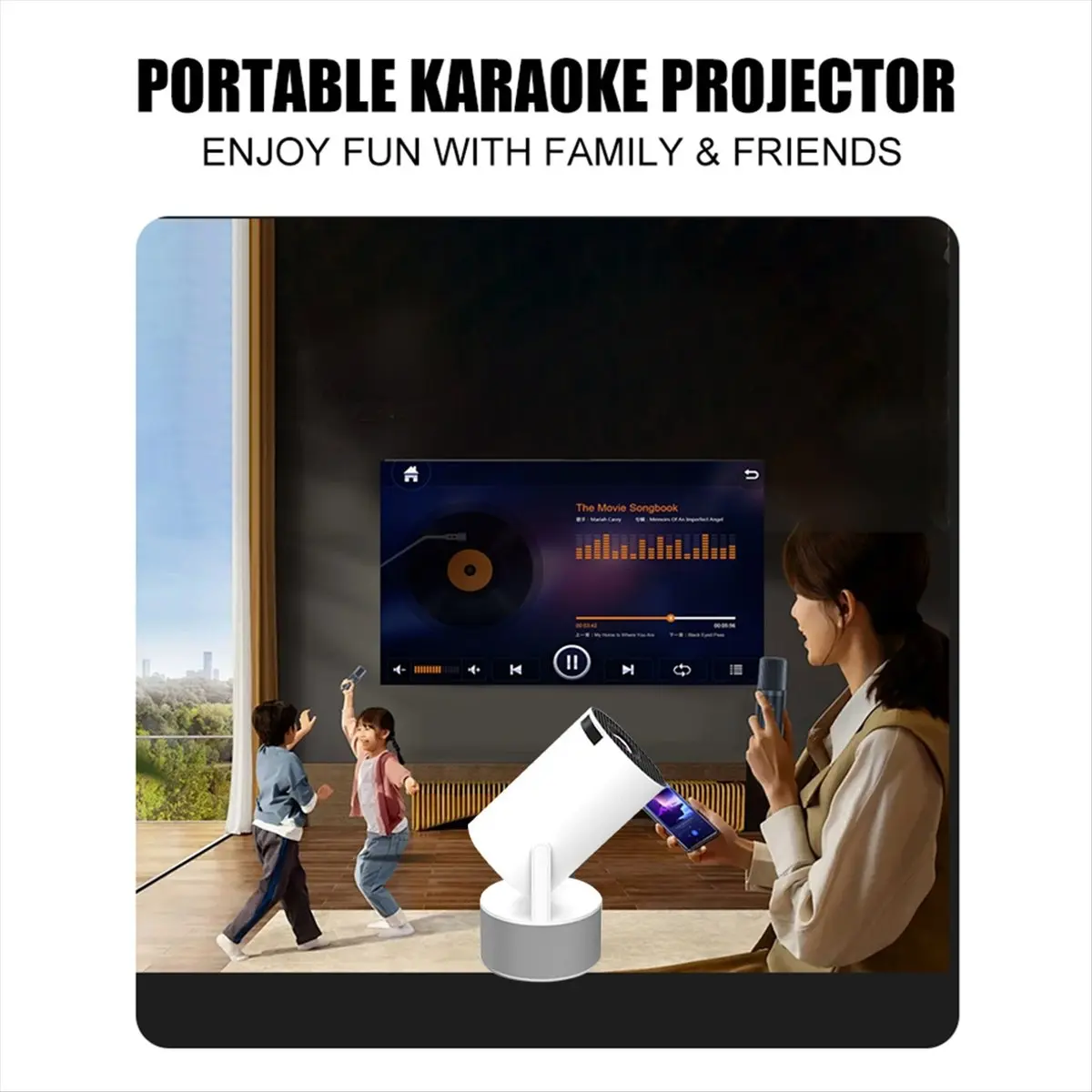 

HY300pro 4K KTV Projector Android 11 Dual Wifi6 BT5.0 160ANSI 720P HD Portable Outdoor Cinema US PLUG