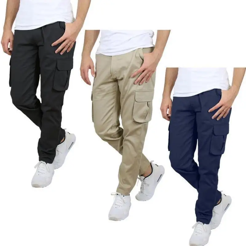 

Men's Cotton Elastic Work Pants Set Long Pants Seven-Quarter Sve Autumn Season No Brand Cross-Border New Model