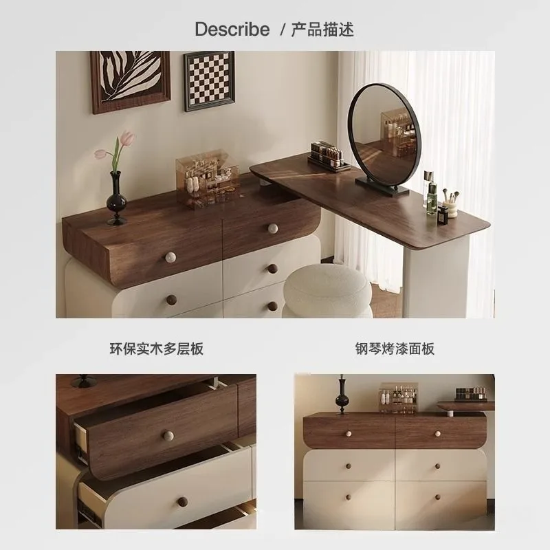 Cream wind makeup stool ins Internet celebrity dressing stool chair home modern bedroom dresser stool eco-friendly solid wood