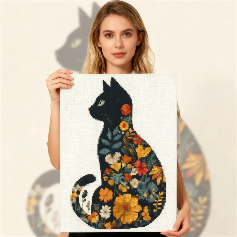 

2026 новый стиль набор для вышивки крестом кошка животное вышивка распродажа хобби ремесло 11 карат картина печатный холст домашний декор