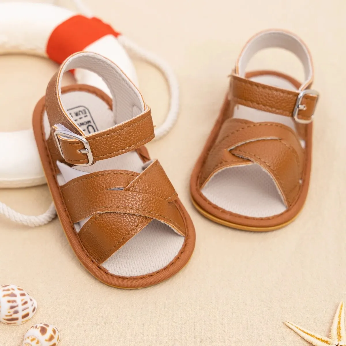 Meckior Pasgeboren Baby Sandalen Flats Pu Lederen Rubberen Zool Anti-Slip Eerste Wandelaar Peuter Baby Meisje Schoenen Zomer Babyschoenen