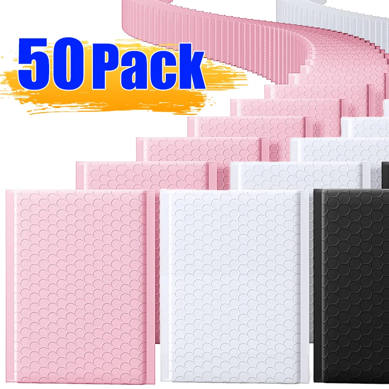 10-50Pcs Koperty bąbelkowe Czarny Różowy Biały Piankowe torby wysyłkowe Poli Bubble Mailers Pad Wodoodporna, samoprzylepna torba do pakowania Hurtownia