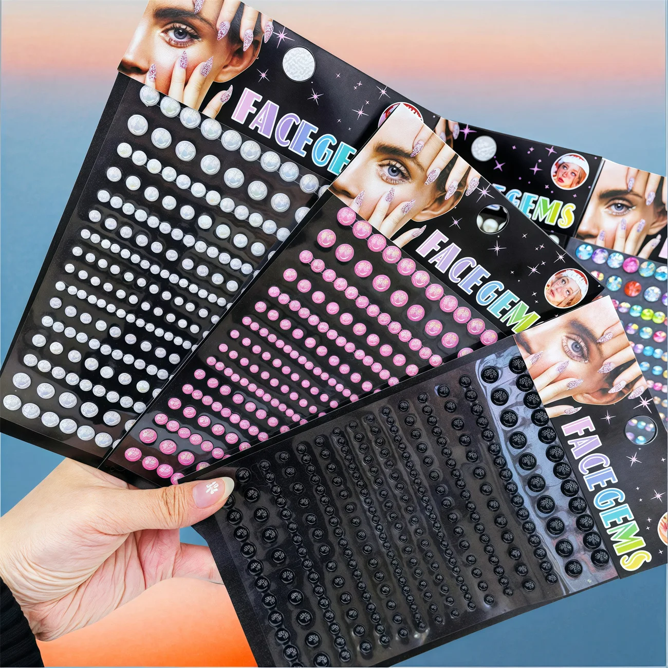 Face Pearl Rhinestone Stickers Self Adhesive Crystal Gems for Kids Stage Makeup Party DIY Decor