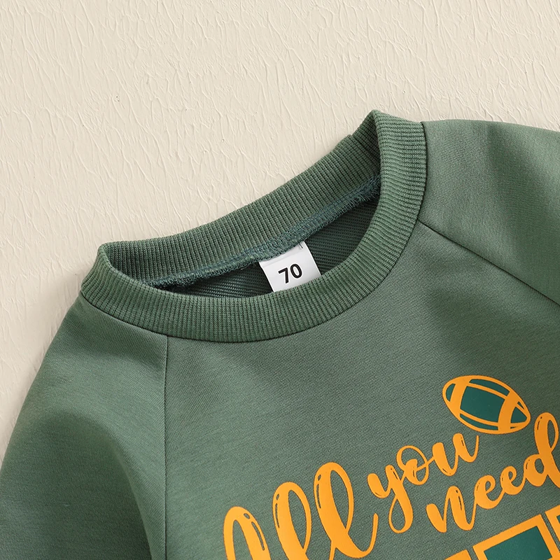 بدلة رومبير أنيقة للأولاد الرضع بأكمام طويلة ورقبة دائرية مع حروف مطبوعة، ملابس كاجوال مريحة للخريف #4