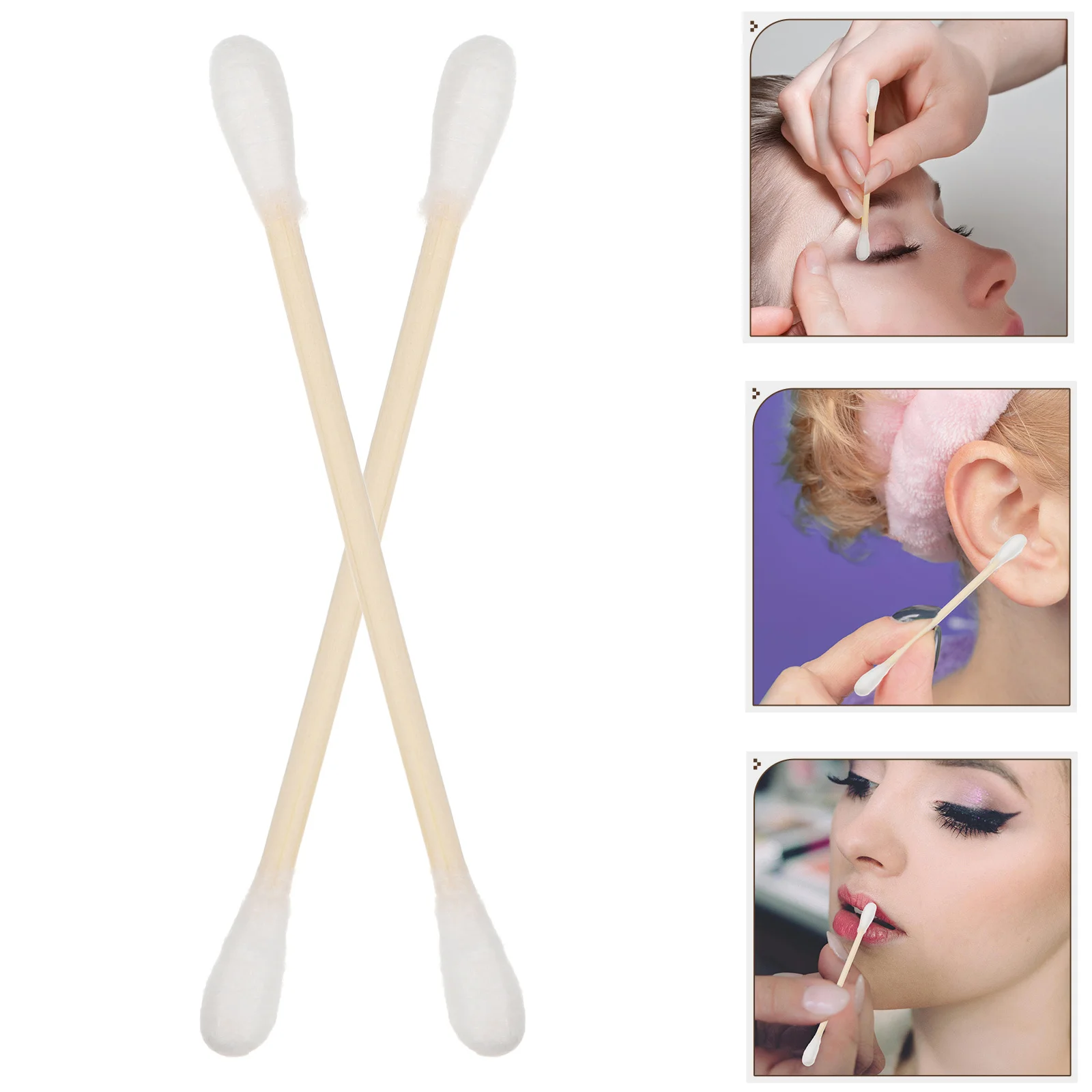100Pcs Cotton Mulitfunctional Bamboo Swabs Dual Ended Makeup Remover Ear Cleaning Care Electronics Precision