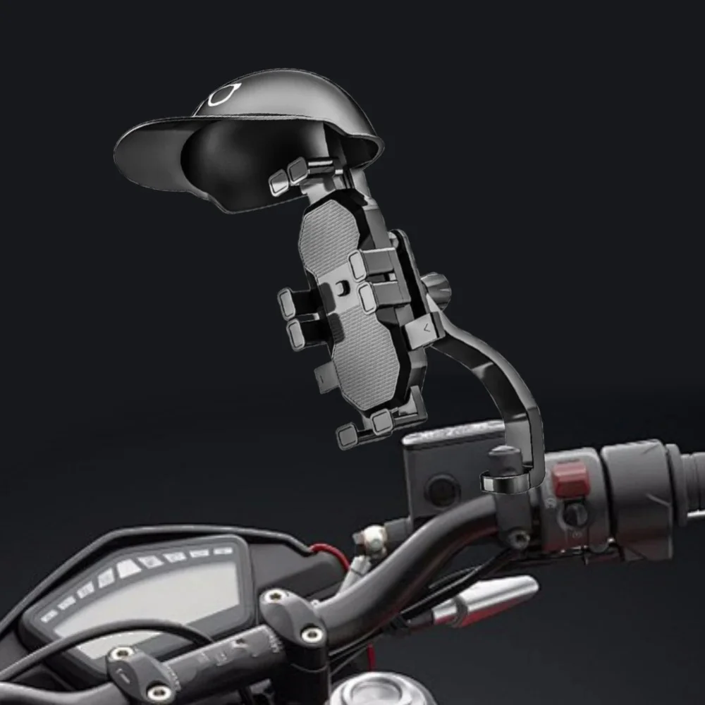Mobile Phone Helmet Umbrella Small Helmet Rider Motorcycle Handle Mount Waterproof Rainproof Portable Mini Parasol Phone Support
