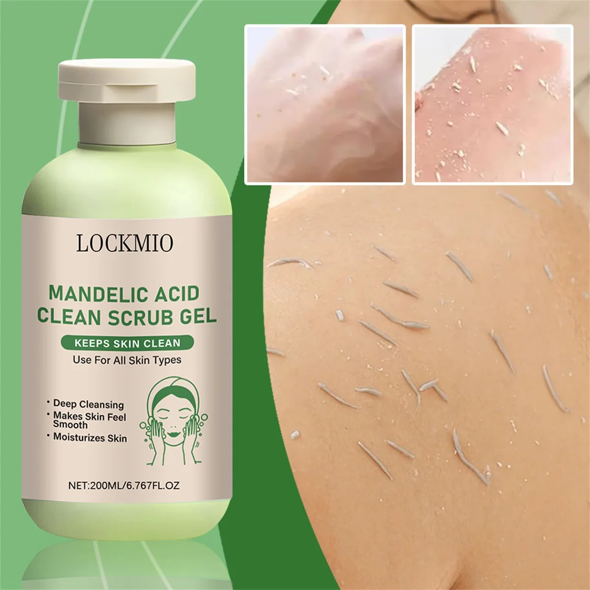 Gel de gommage propre à l'acide mandélique, exfoliant doux, produit de soins pour la peau morte et lisse, gommage de nettoyage en profondeur, améliore l'apparence de la Texture du visage