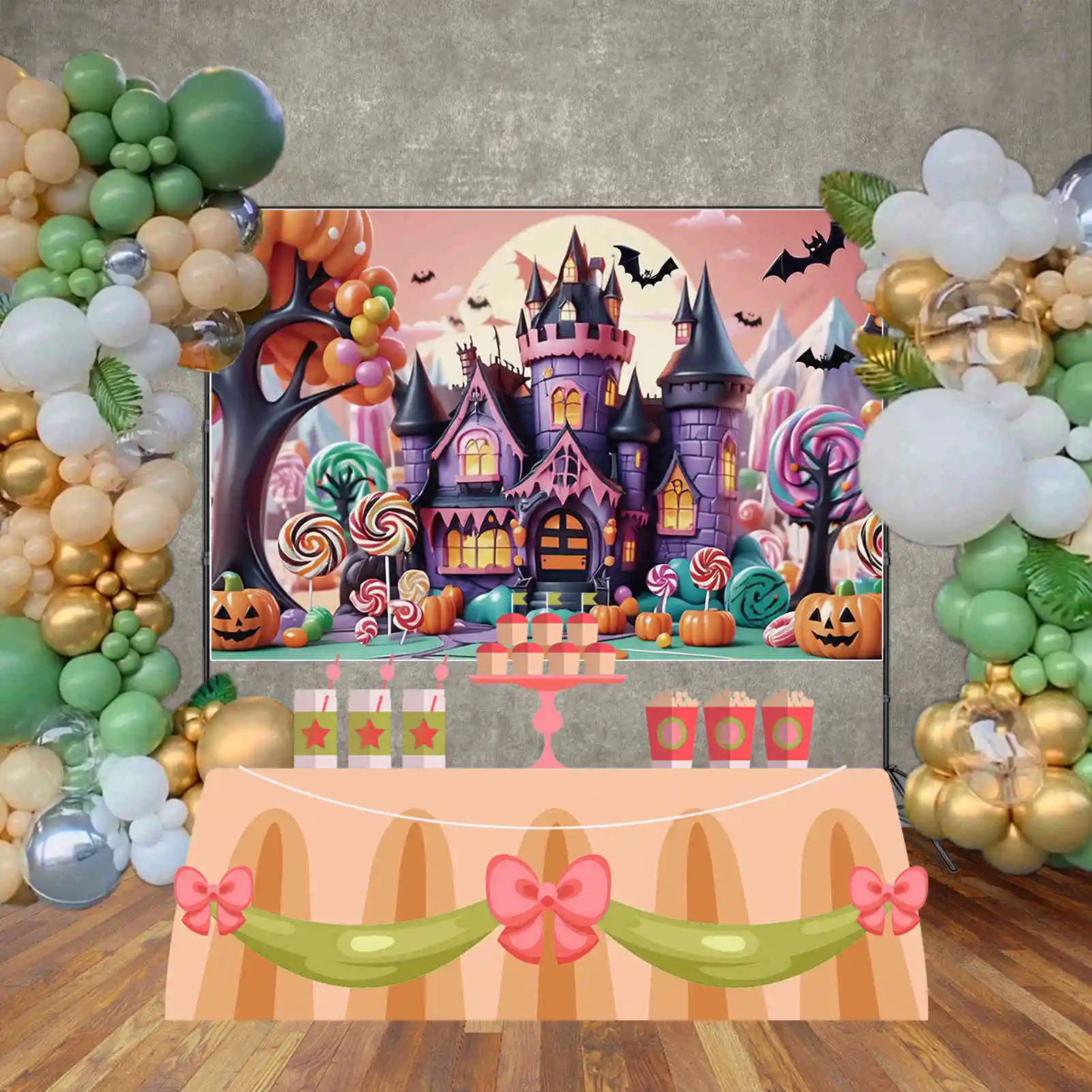 Maan. Qg Halloween Huisdecoratie Achtergrond Fotografie Studio Baby Party Prop Achtergrond Kind Pompoen Snoep Kasteel Terug