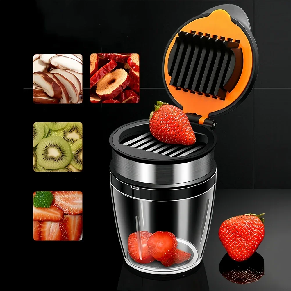 1pc 304 Stainless Steel Fruit Slicer Cup Strawberry Banana Slice Cutter Kitchen Gadget Kitchen Tool Accessories