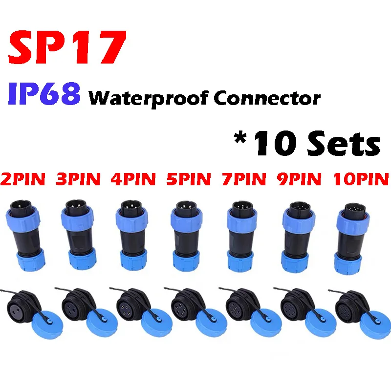 

SP17 waterproof connector back nut plug SP1712 ip68 2 pin aviation connectors sp1710 3pin 4pin 5pin 7pin 9pin 10pin