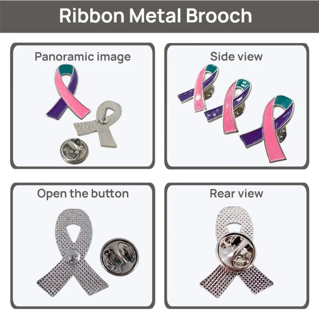 5/10/50/100 قطعة الوردي الأرجواني البط البري الشريط الوعي دبابيس سرطان الغدة الدرقية الوعي المينا التلبيب دبابيس #3