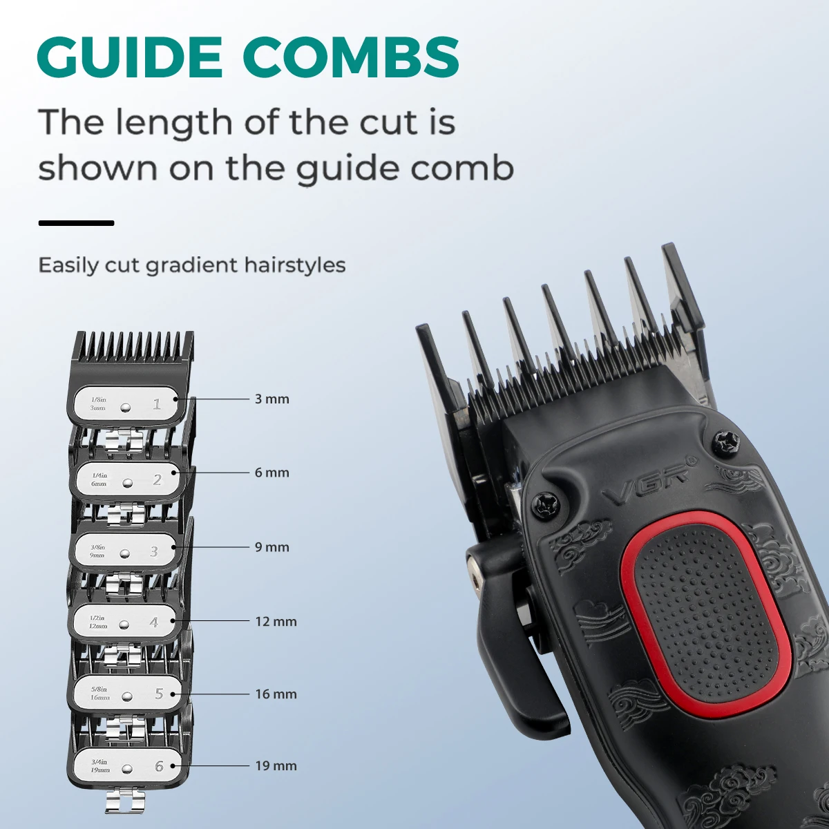 VGR hair clipper intelligent LED digital display powerful power hair trimmer hair salon home carving electric push shear V-016