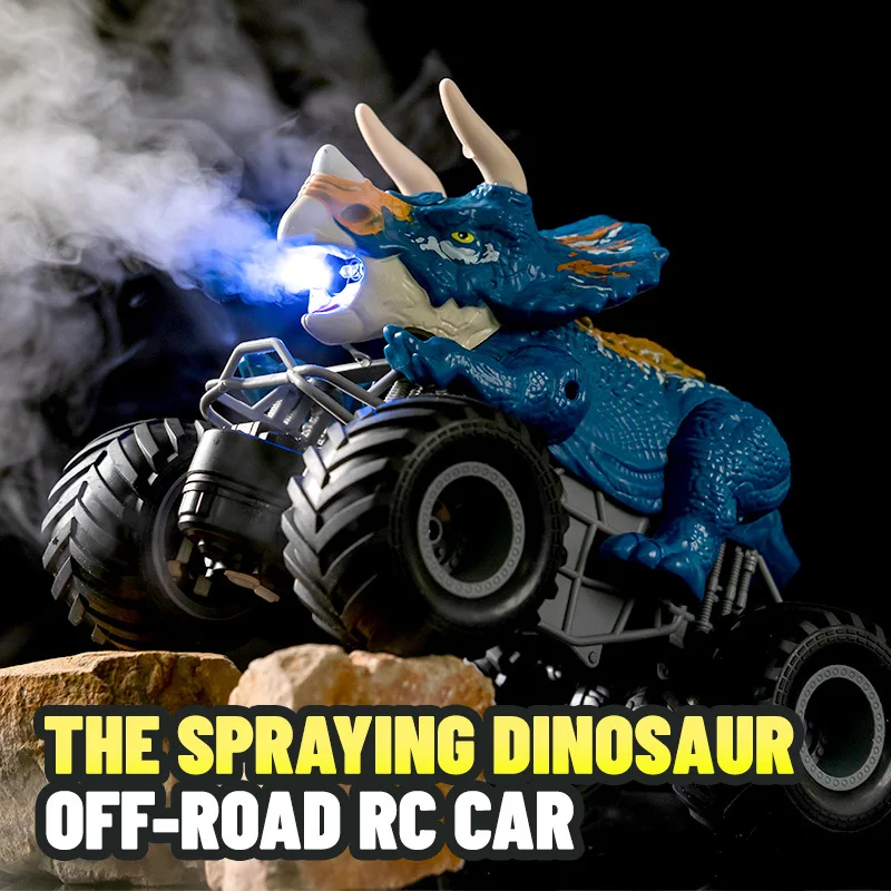 JJRC 2,4G 4WD Big Wheel Fernbedienung Auto Off-Road RC Kletterfahrzeug mit Dinosaurier Spray Stunt All-Terrain Monster Truck